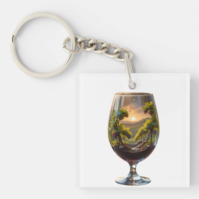 Vineyard Reflections in a Chalice of Nature Key Ring (Front)