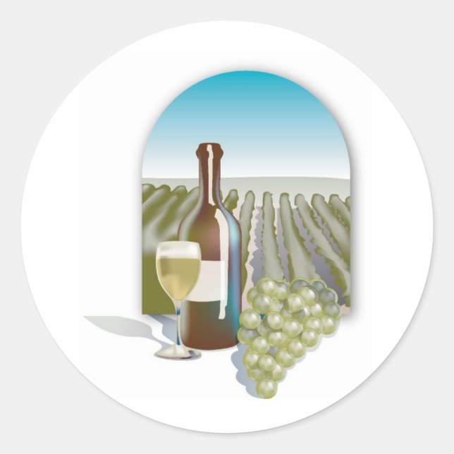 Vineyard Scene Classic Round Sticker (Front)