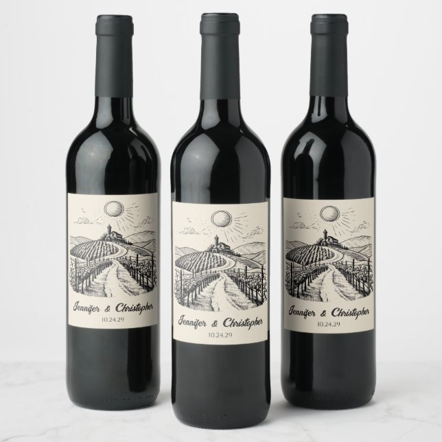 Vineyard Sketch Wine Label (Bottles)