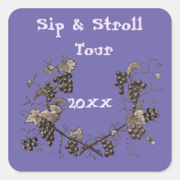 Vineyard Tour Grape Vine Sip & Stroll Event Square Sticker