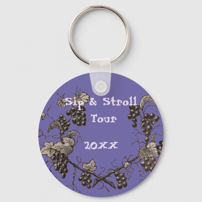 Vineyard Tour Sip & Stroll Girls Weekend Keepsake Key Ring (Front)