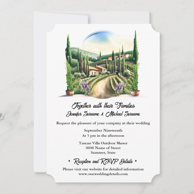 Vineyard Tuscan houses landscape wine farm Invitation (Front)