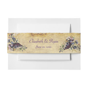 Vineyard, Watercolor Grapevine, Custom Wedding Invitation Belly Band
