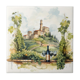 Vineyard Watercolor Print Tile