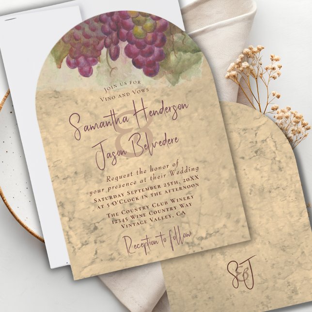 Vineyard Wedding Elegant Arch Monogram Invitation (Creator Uploaded)