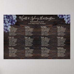 Vineyard Wedding Grapes Dark Wood Seating Chart
