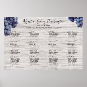 Vineyard Wedding Grapes Light Wood Seating Chart