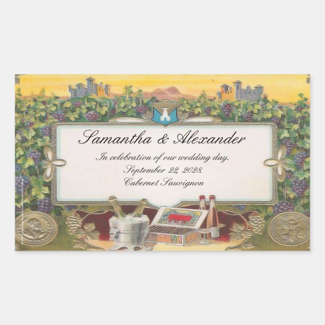 Vineyard Wedding Personalised Wine Bottle Labels (Front)