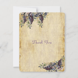 Vineyard Wedding, Rustic Watercolor, Thank You Card