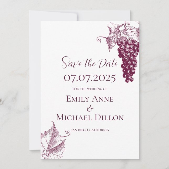 Vineyard Wedding Save the Date Invitation (Front)