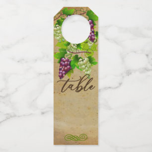 Vineyard Wedding Winery Grapes Table Number Bottle Tag