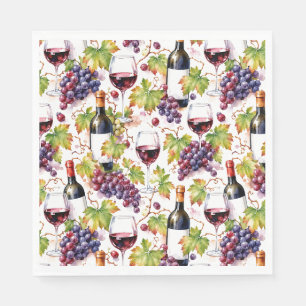 Vineyard Wine and Grape Watercolor Napkin