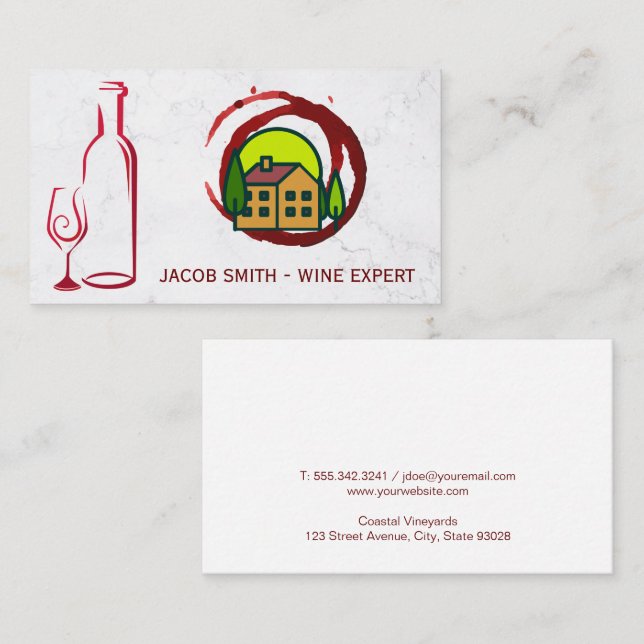 Vineyard | Wine Bottle Glass Logo  Business Card (Front/Back)