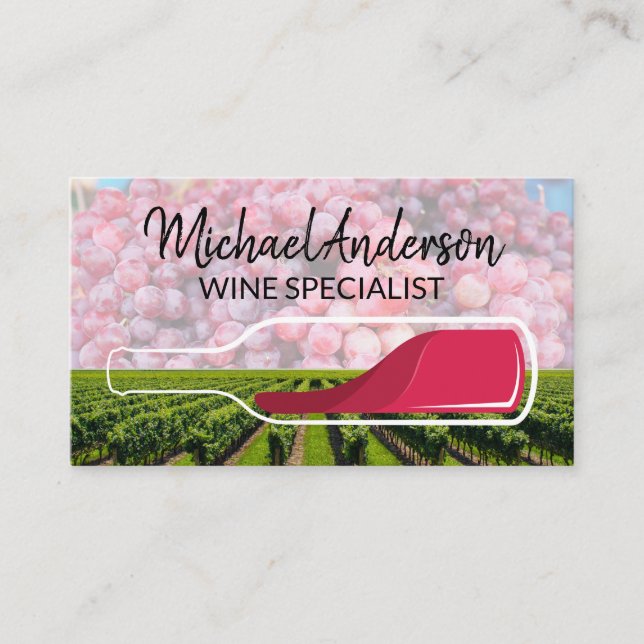 Vineyard | Wine Bottle | Grapes Business Card (Front)