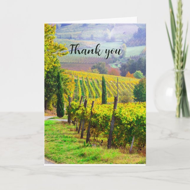 Vineyard Wine Country Thanks Thank You Card (Front)