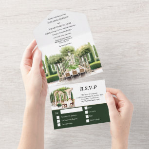 Vineyard wine farm formal dining poplar topiary  all in one invitation