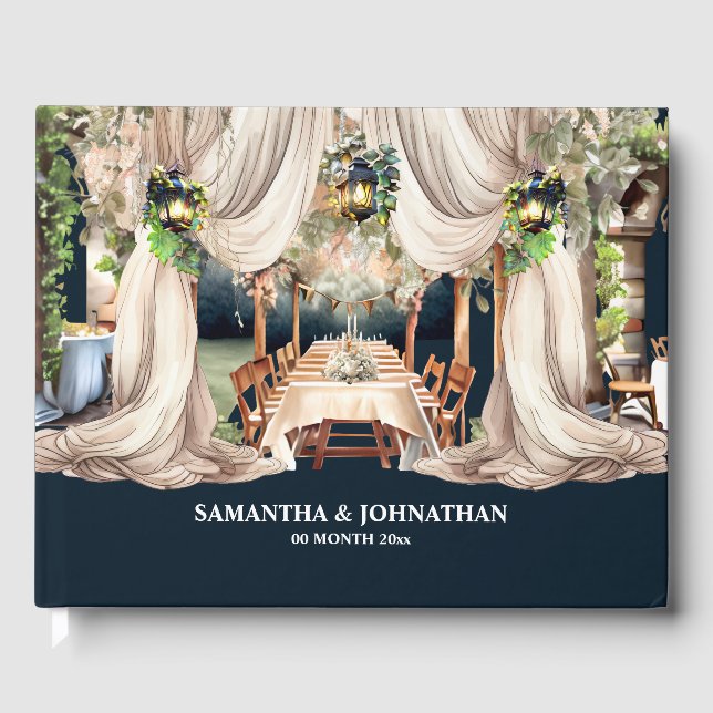 Vineyard wine farm Tuscan Italian watercolor photo Guest Book (Front)