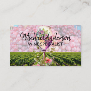 Vineyard   Wine Glass   Grapes Business Card