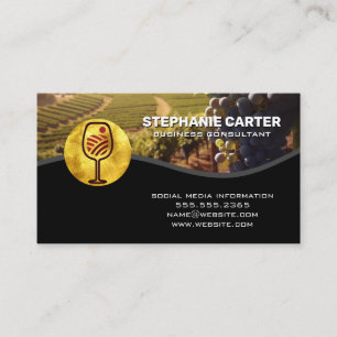 Vineyard Wine Glass Logo   Agriculture Business Card