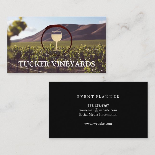 Vineyard | Wine Glass Logo Business Card (Front/Back)