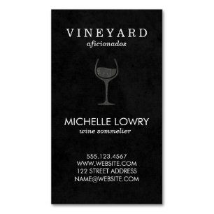 Vineyard Wine Lux Black Magnetic Business Card