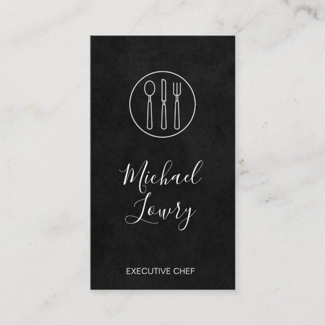 Vineyard Wine Lux Black Silverware Business Card (Front)
