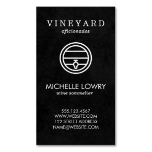Vineyard Wine Lux Black   Wine Tasting Magnetic Business Card