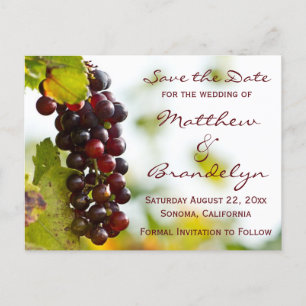 Vineyard Winery Grapes Save the Date Postcards