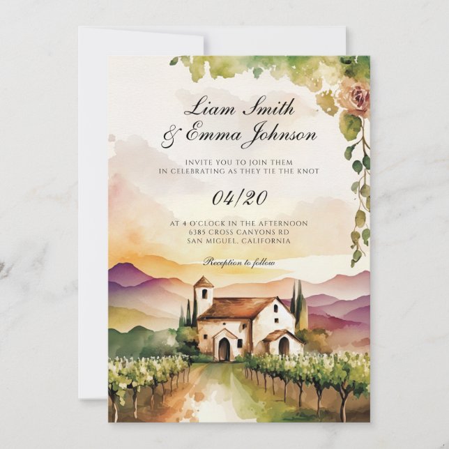 Vineyard Winery landscape Wedding Invitation (Front)