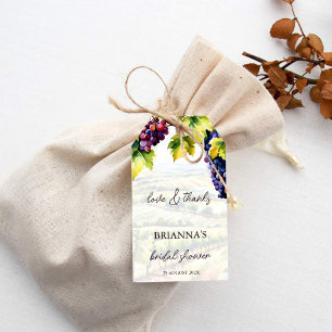 Vineyard winery summer bridal shower printed gift tags