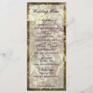 Vineyard Winery Wedding Menu Card