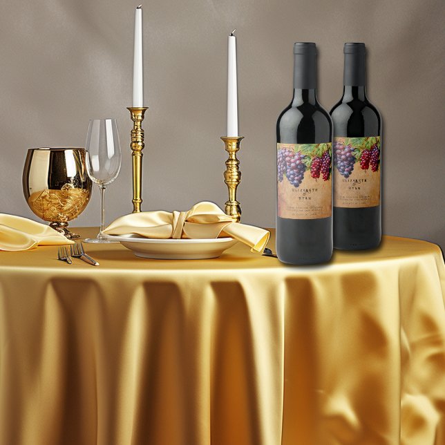 Vineyard Winery Wedding Purple Red Grapes  Wine Label (Creator Uploaded)