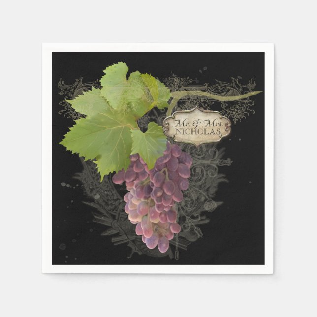 Vineyard Winery Weddings Personalised Reception Napkin (Front)