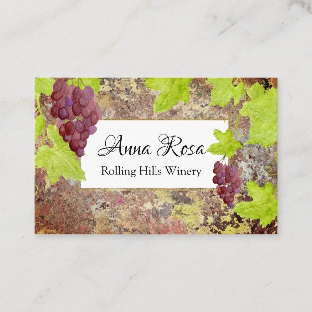 *~* Vineyard Winery Wine Cellar Wine Grape Cluster Business Card (Front)