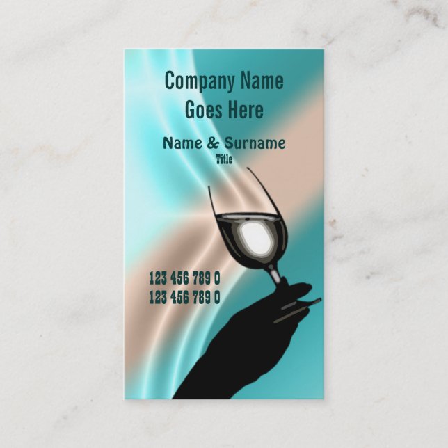 Vineyard winery wine sommelier aqua blue business card (Front)