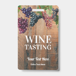Vineyard Wood & Grapes Wine Tasting Tour Logo ID Badge