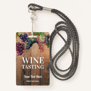 Vineyard Wood & Grapes Wine Tasting Tour Logo ID Badge