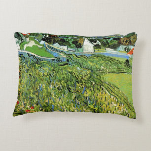 Vineyards with View of Auvers by Vincent van Gogh Decorative Cushion