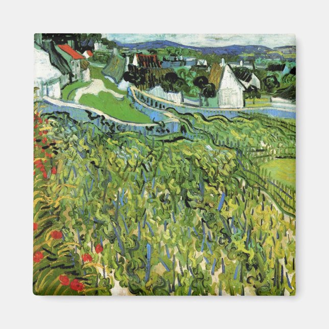 Vineyards with View of Auvers by Vincent van Gogh Magnet (Front)