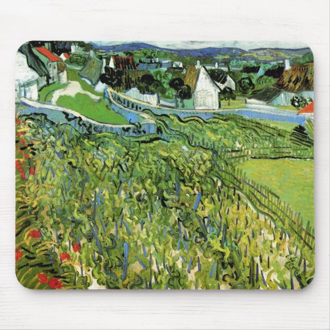Vineyards with View of Auvers by Vincent van Gogh Mouse Mat (Front)