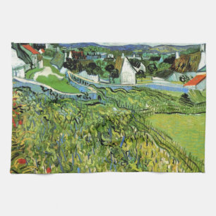 Vineyards with View of Auvers by Vincent van Gogh Tea Towel