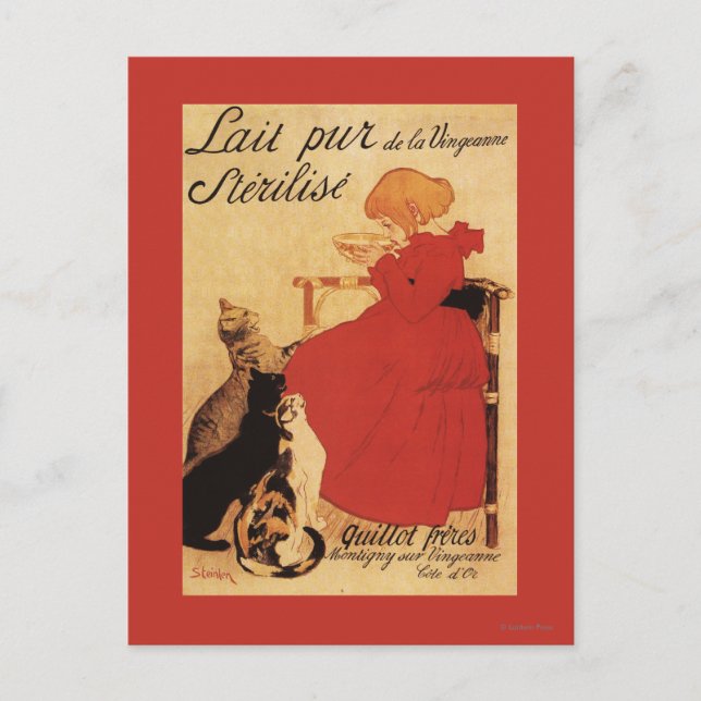 Vingeanne Milk Girl with Cats Postcard (Front)