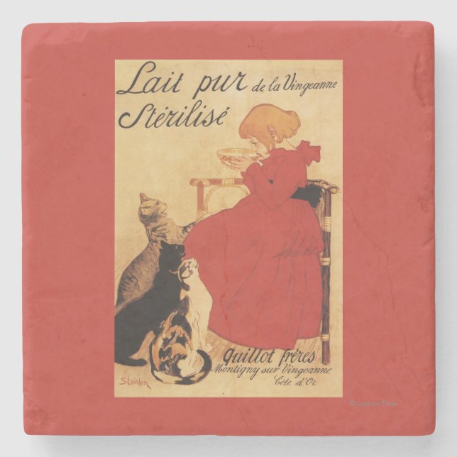 Vingeanne Milk Girl with Cats Stone Coaster (Front)