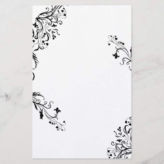 Vining Black Floral Stationery (Front)