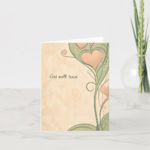 Vining plant tendrils with hearts and text space thank you card