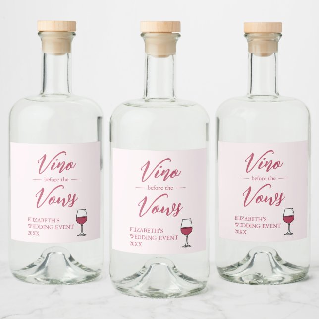 Vino Before The Vows Bridal Shower/Bachelorette Liquor Bottle Label (Bottles)