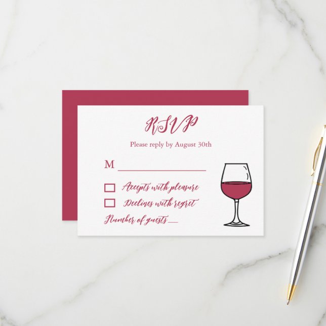 Vino Before The Vows Bridal Shower/Bachelorette RSVP Card (Front/Back In Situ)
