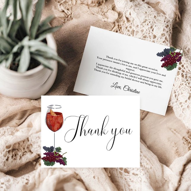 Vino before the vows  Bridal Shower Thank You Card (Creator Uploaded)