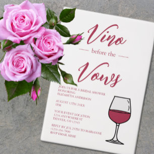 Vino Before The Vows Bridal Shower Vellum Invitations