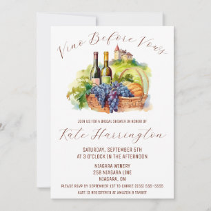Vino Before Vow, Winery, Chateau Bridal Shower Invitation